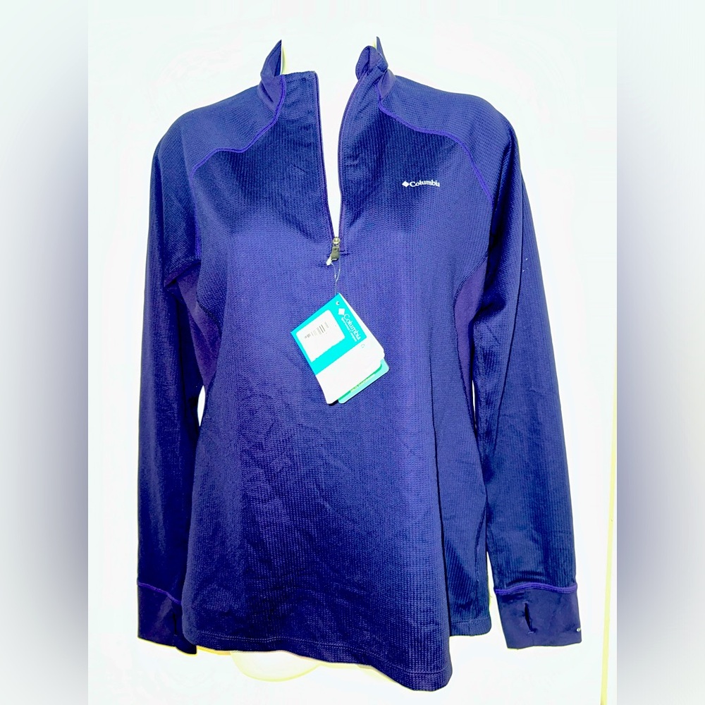 Columbia Womens Omni Heat quarter zip pullover, purple, L, NWT